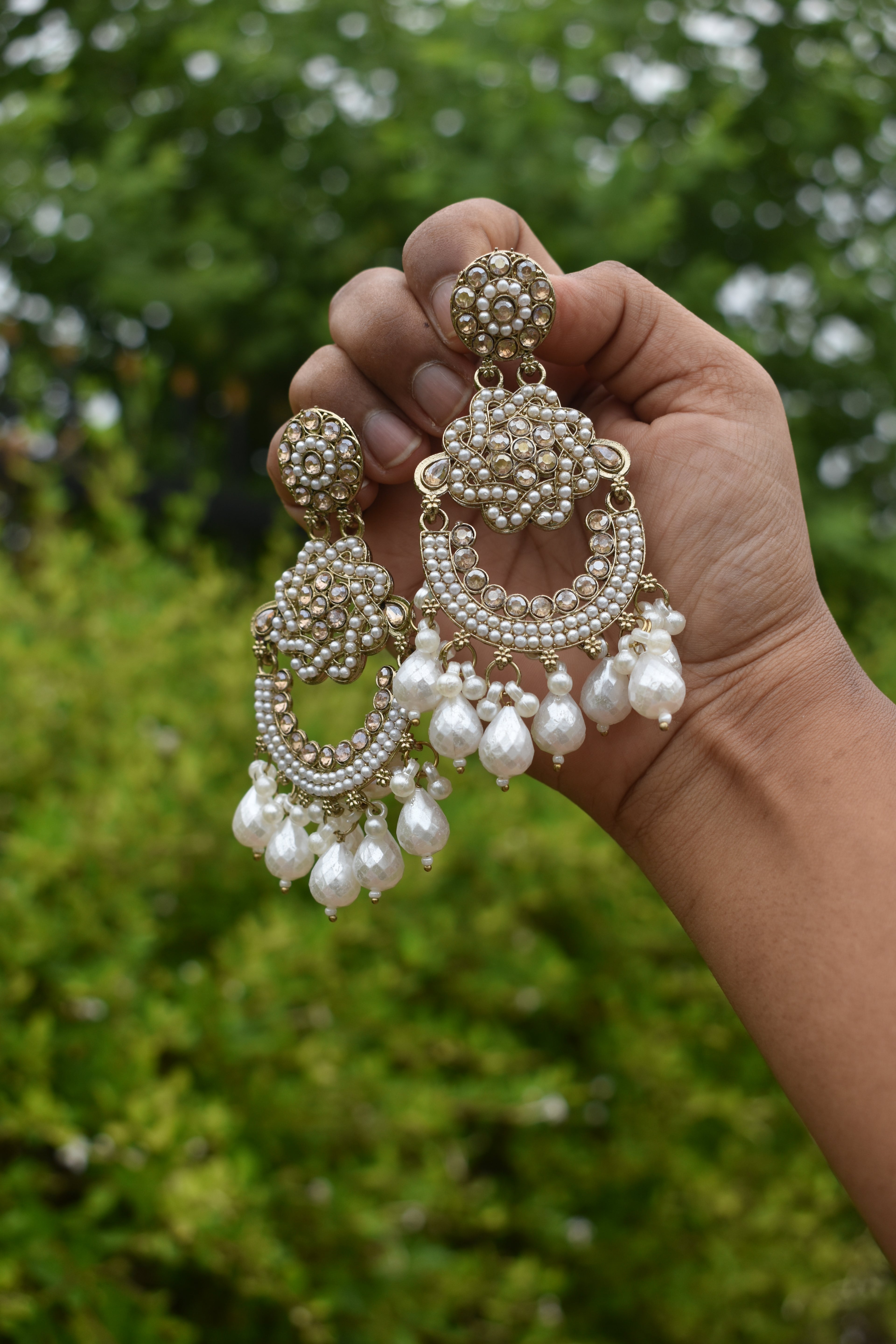 Royal White Kundan Jhumka