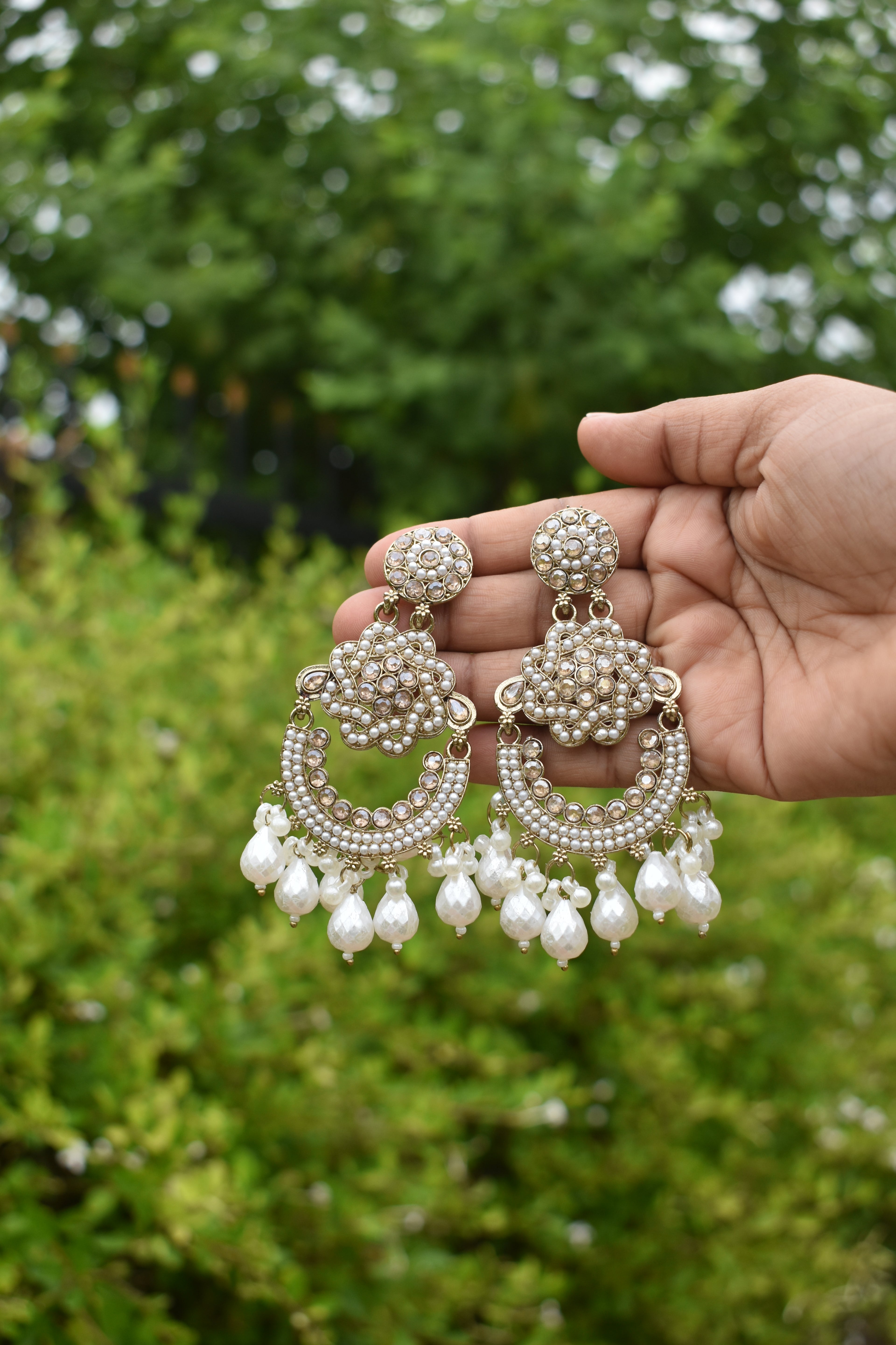 Royal White Kundan Jhumka