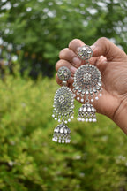 Long Oxidized Jhumka Earrings