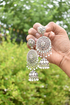 Long Oxidized Jhumka Earrings