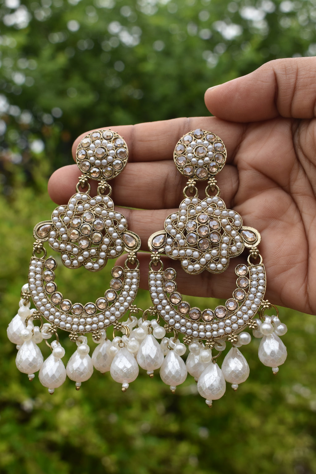 Royal White Kundan Jhumka