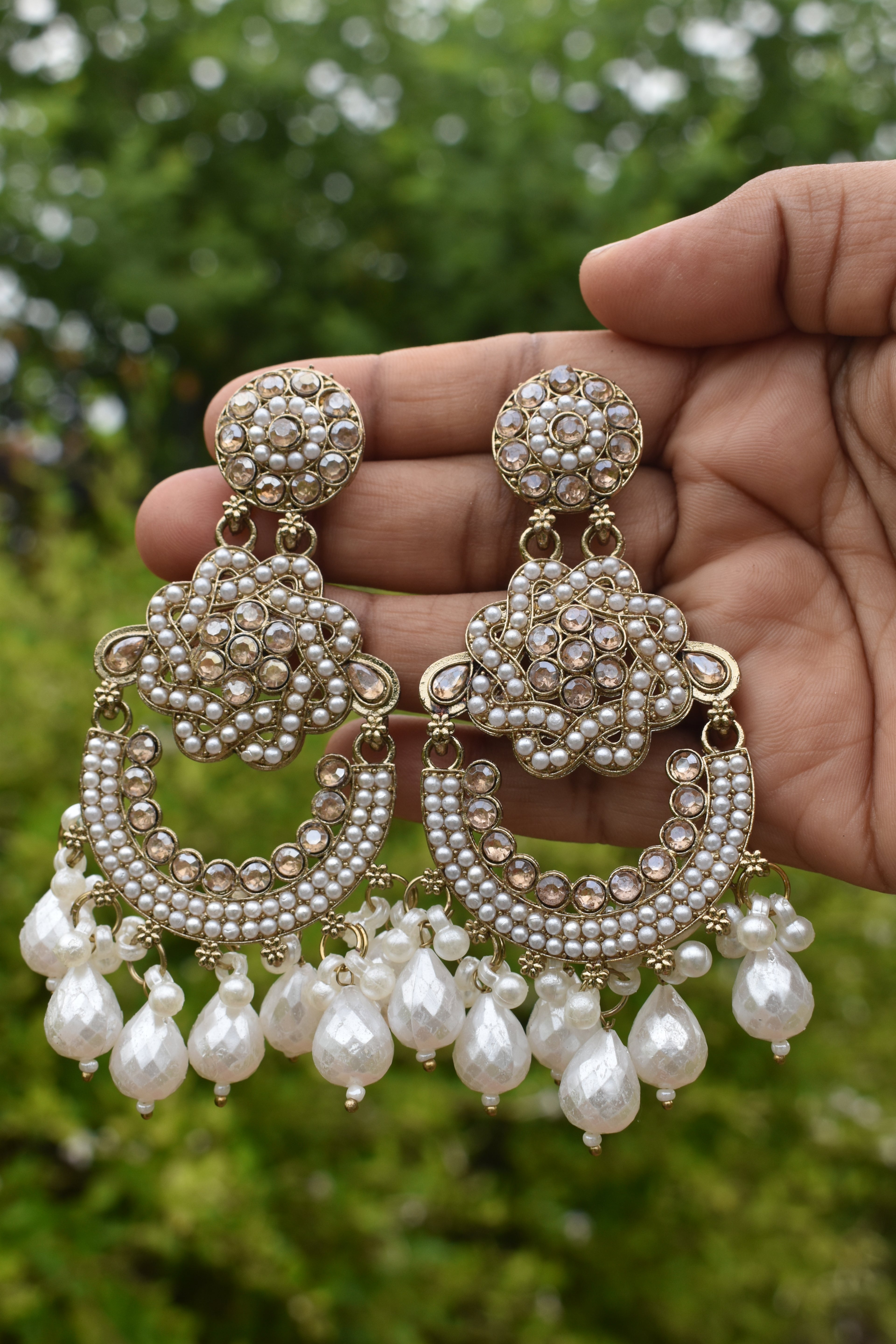 Royal White Kundan Jhumka