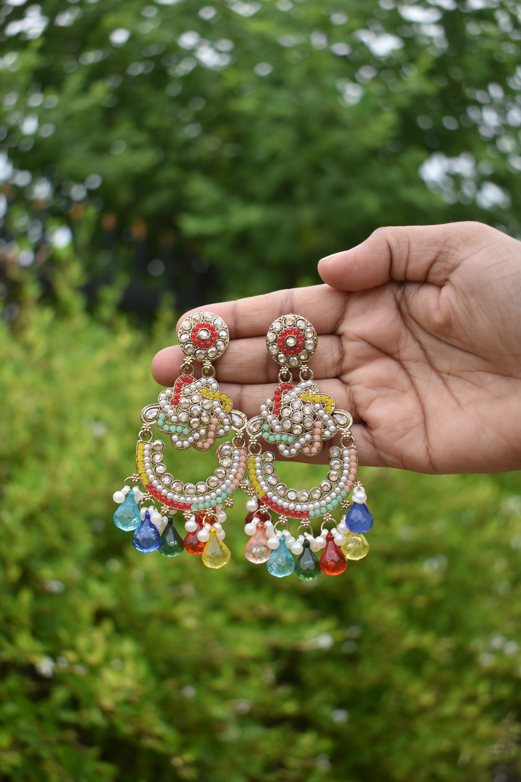 Multi-Color Kundan Pearl Jhumka Earrings for Women – Traditional Indian Ethnic Jewelry