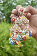 Multi-Color Kundan Pearl Jhumka Earrings for Women – Traditional Indian Ethnic Jewelry