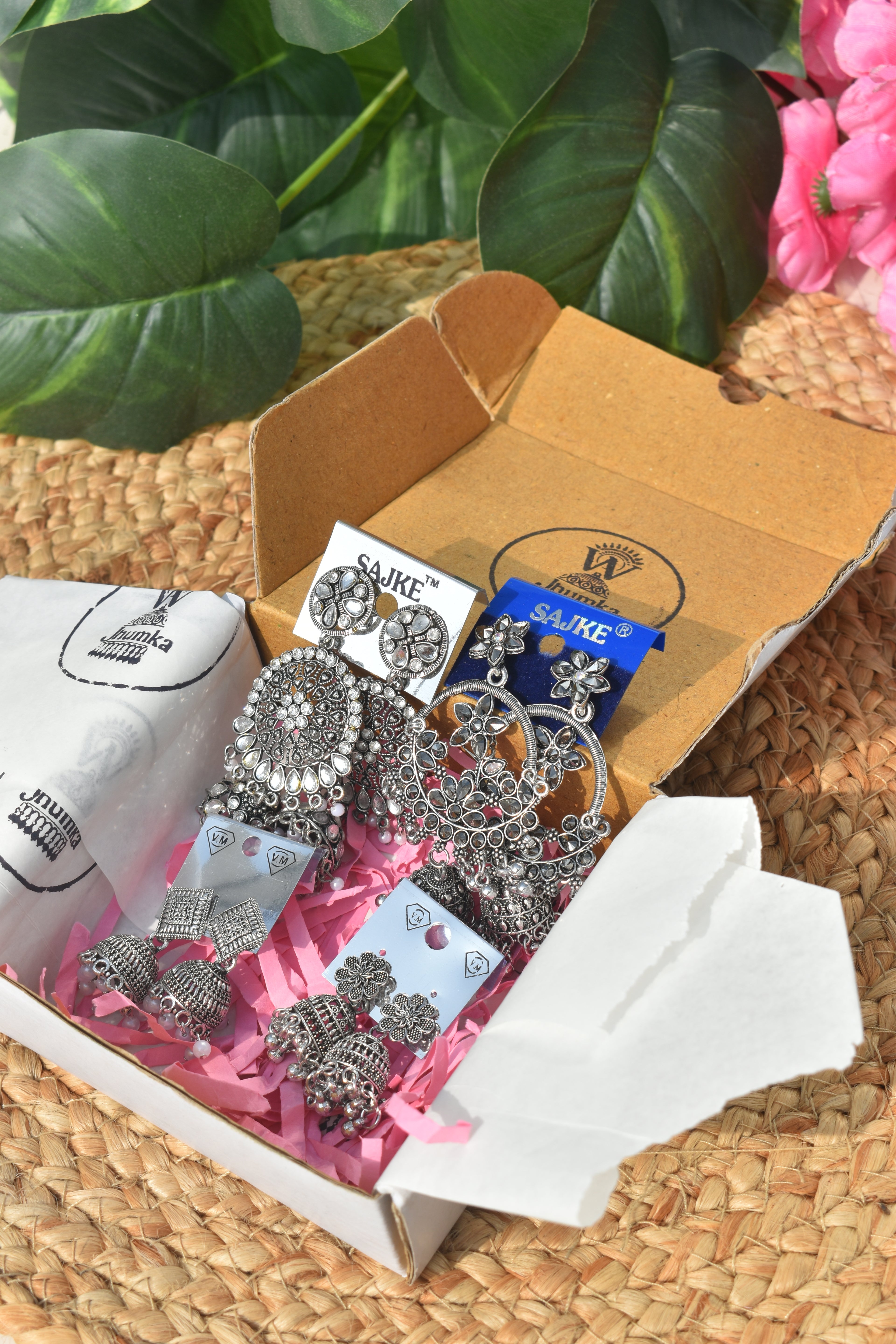 Premium Oxidized Jhumka Gift Hamper – 4 Pairs