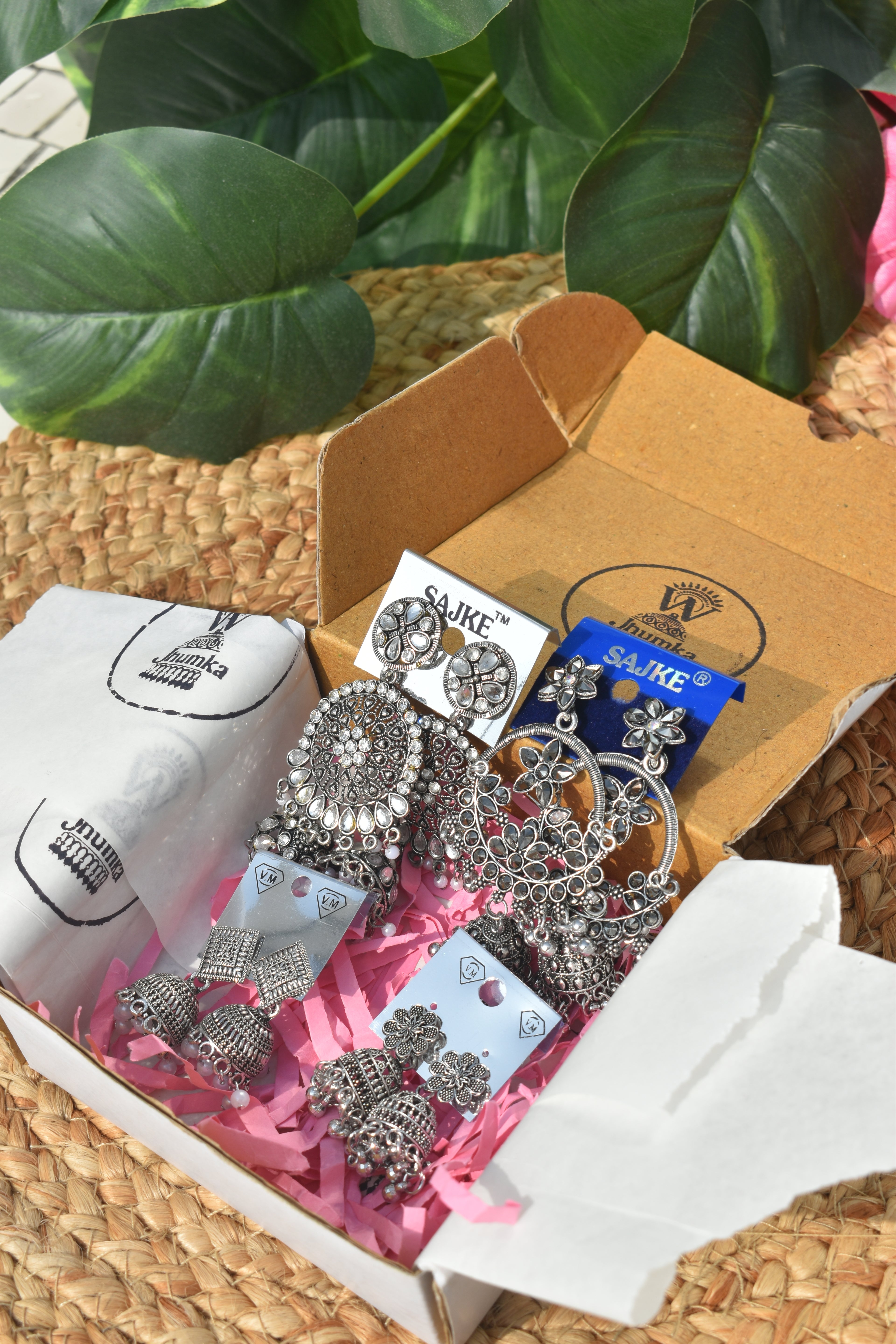 Premium Oxidized Jhumka Gift Hamper – 4 Pairs