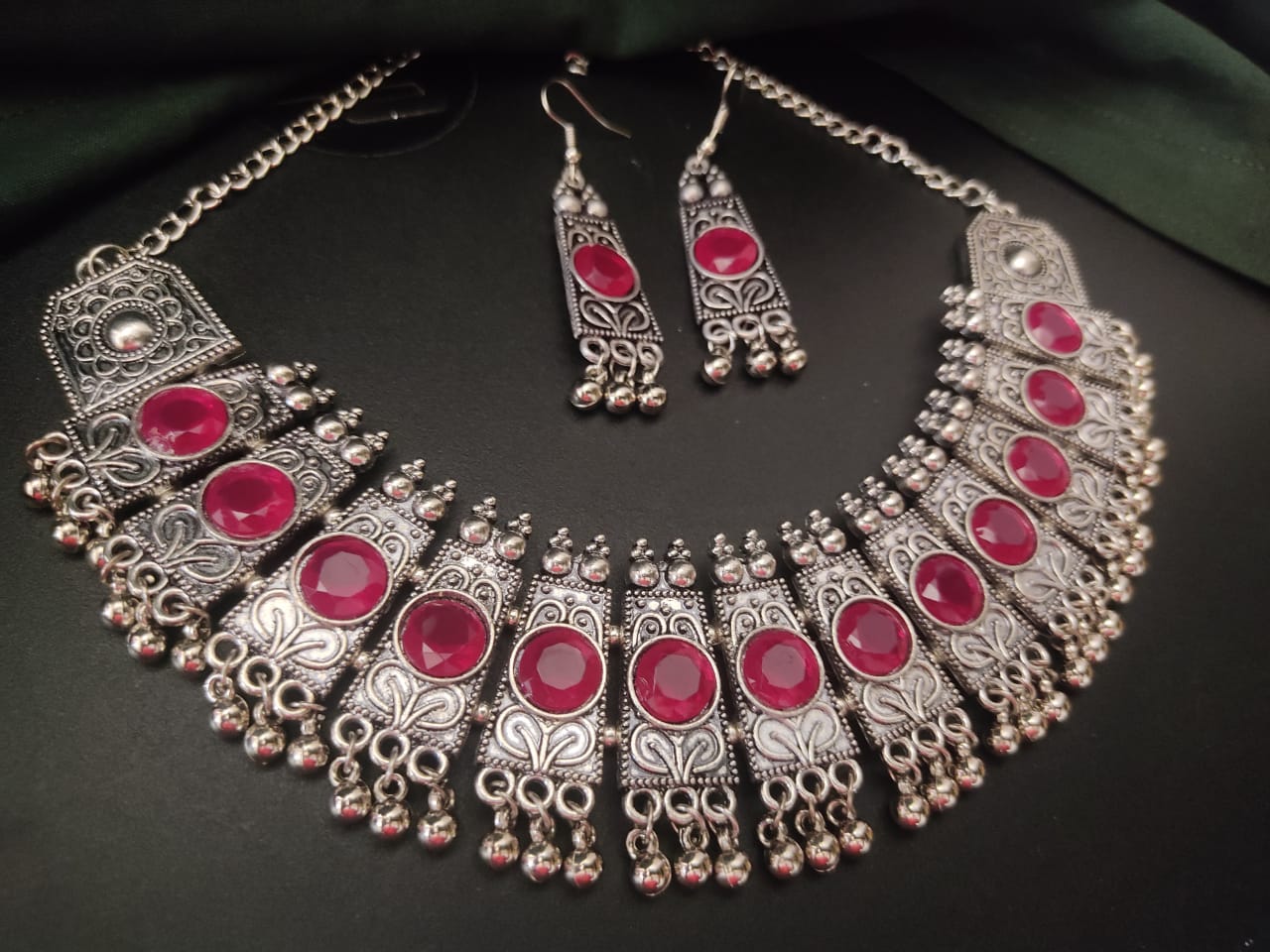 Navratri Special Oxidised Necklace Set with Earrings – Traditional Jewellery for Garba & Festive Wear