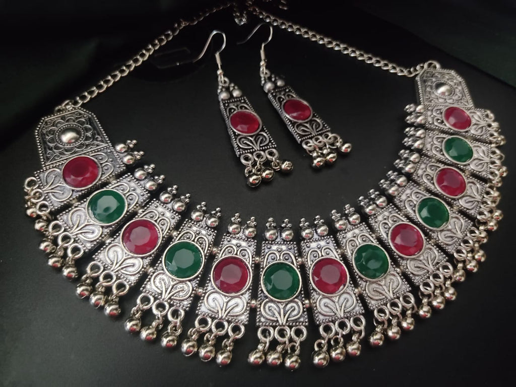 Navratri Special Oxidised Necklace Set with Earrings – Traditional Jewellery for Garba & Festive Wear
