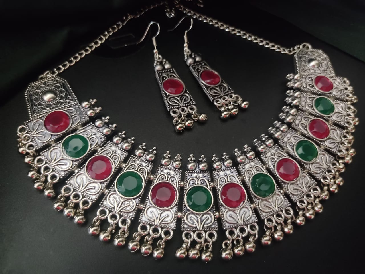 Navratri Special Oxidised Necklace Set with Earrings – Traditional Jewellery for Garba & Festive Wear