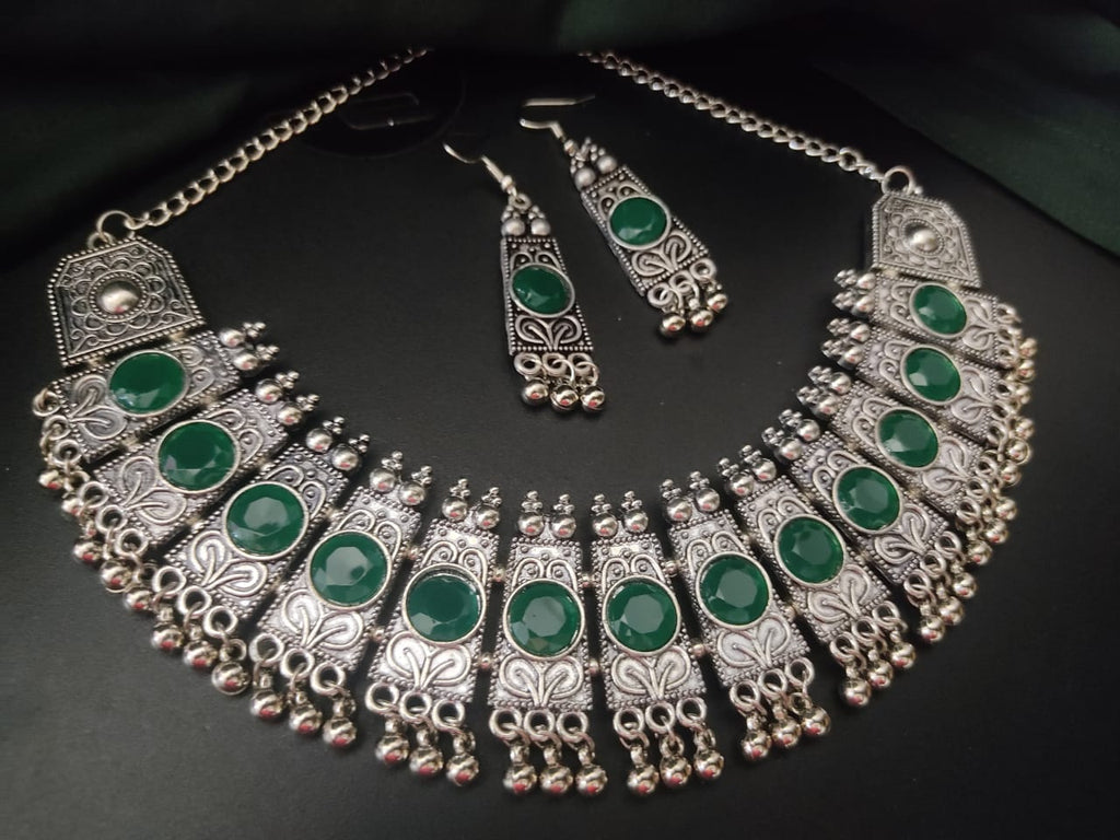 Navratri Special Oxidised Necklace Set with Earrings – Traditional Jewellery for Garba & Festive Wear