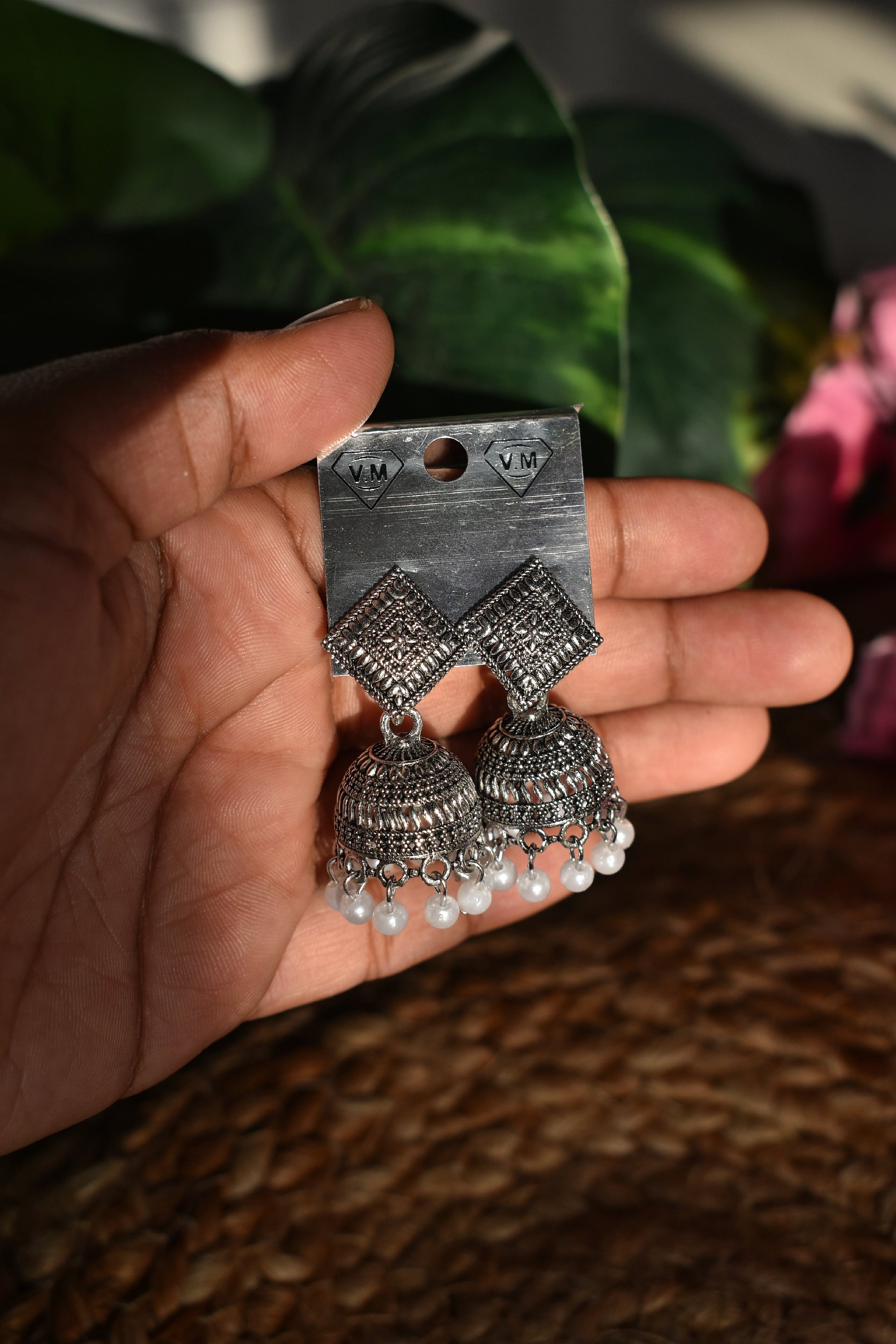 Premium 5-Pair Silver Oxidized Jhumka Gift Set